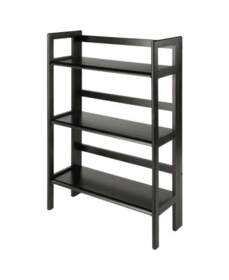 Solid Wood Folding Bookcase With 3 Open Folding Shelves Design