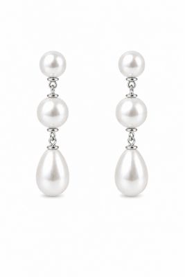 Imitation Pearl Studio Bride Triple Drop Earrings