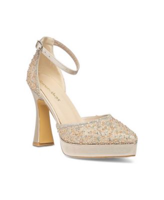 Forever and Always Shoes Women's Khloe Glitter Bridal Platform High Heels