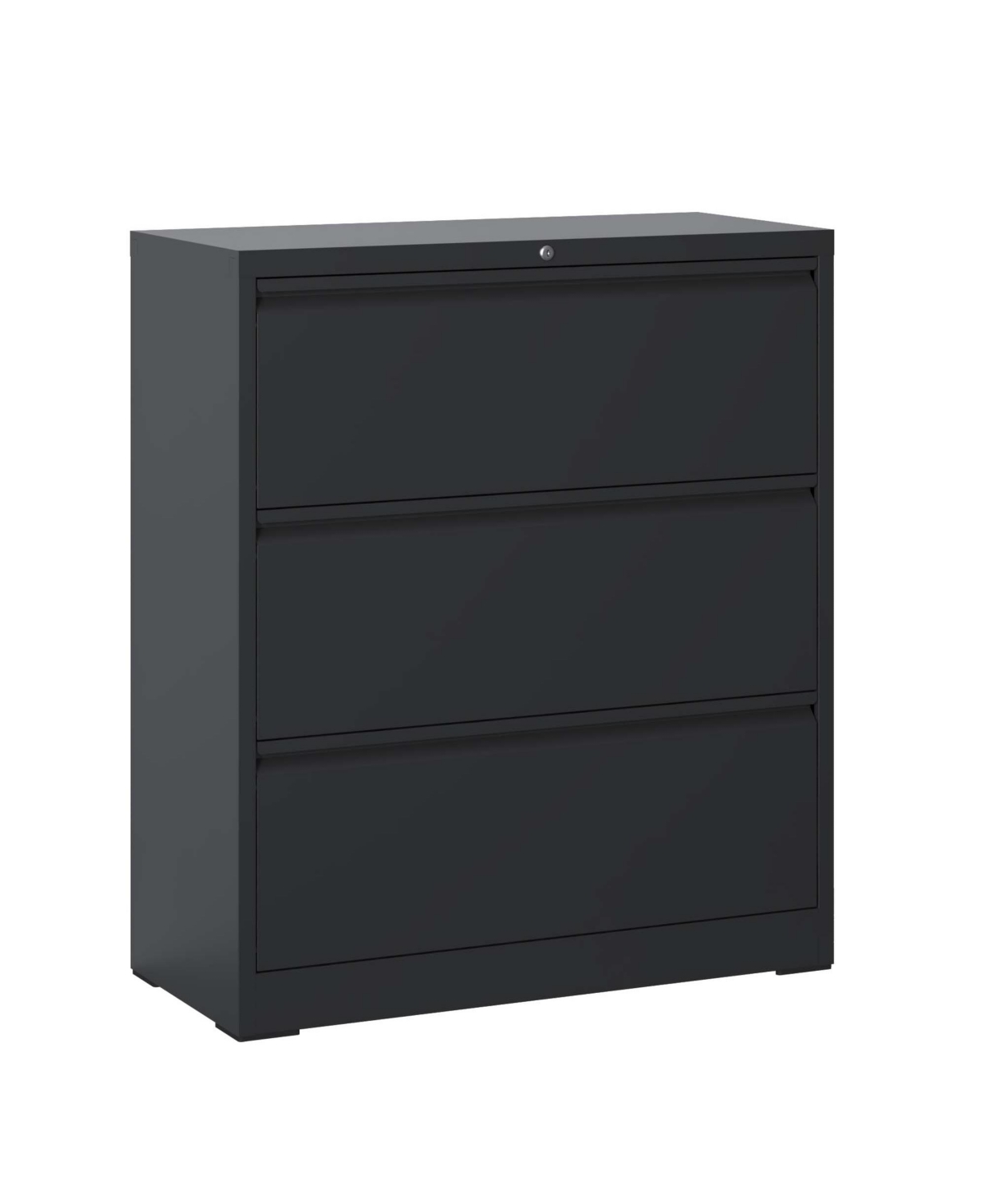Viyet 3-Drawer Metal Lateral File Cabinet with Lock, Black, for Letter/Legal/A4 Files