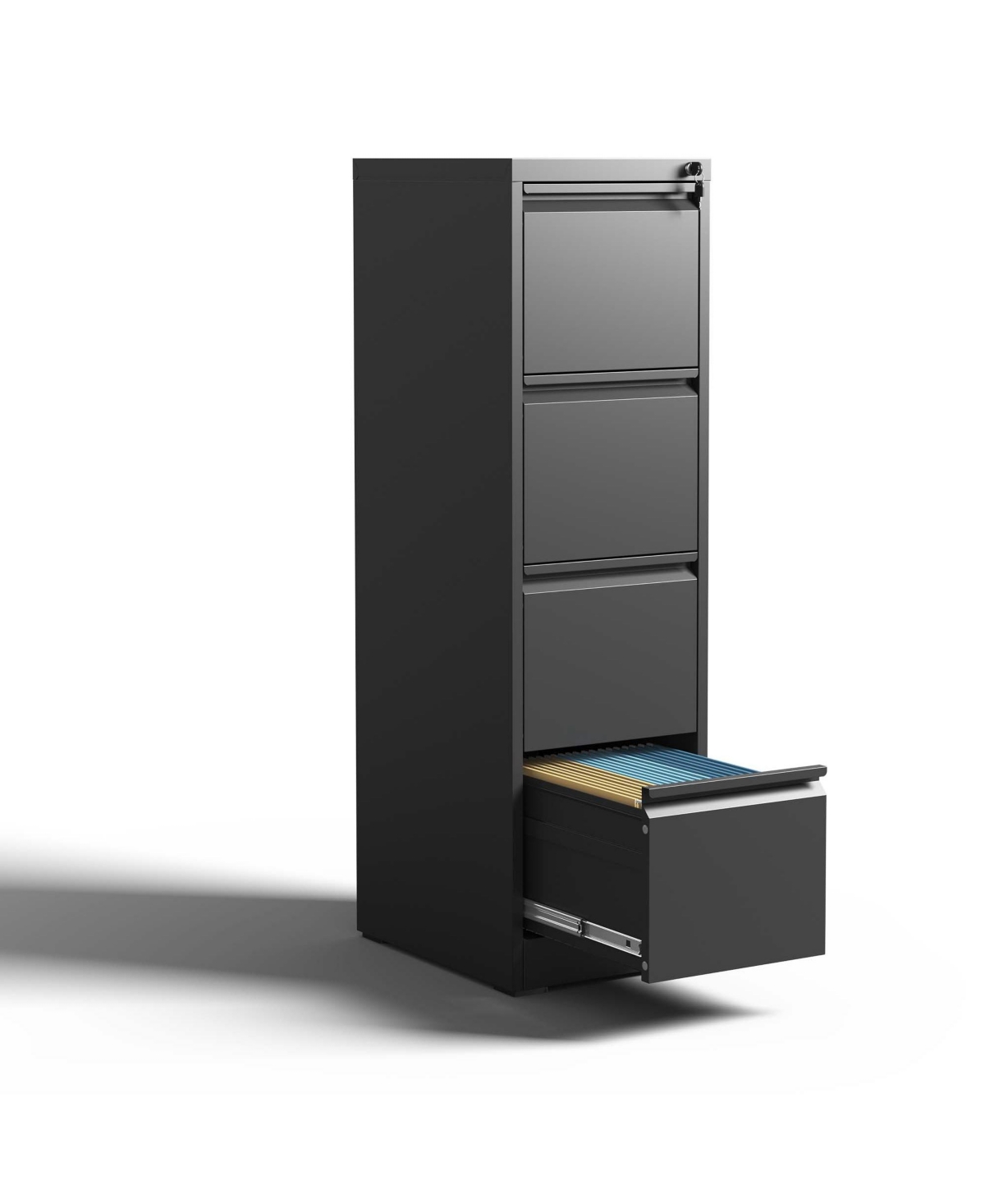 Viyet 4-Drawer Metal Vertical File Cabinet with Lock, for Letter/Legal/A4 Files - Black