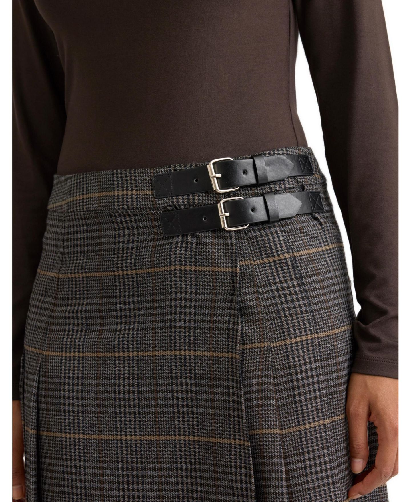 Женская юбка Albaray Plaid A-Line Pleated Midi, цвет: Серый — фото 5