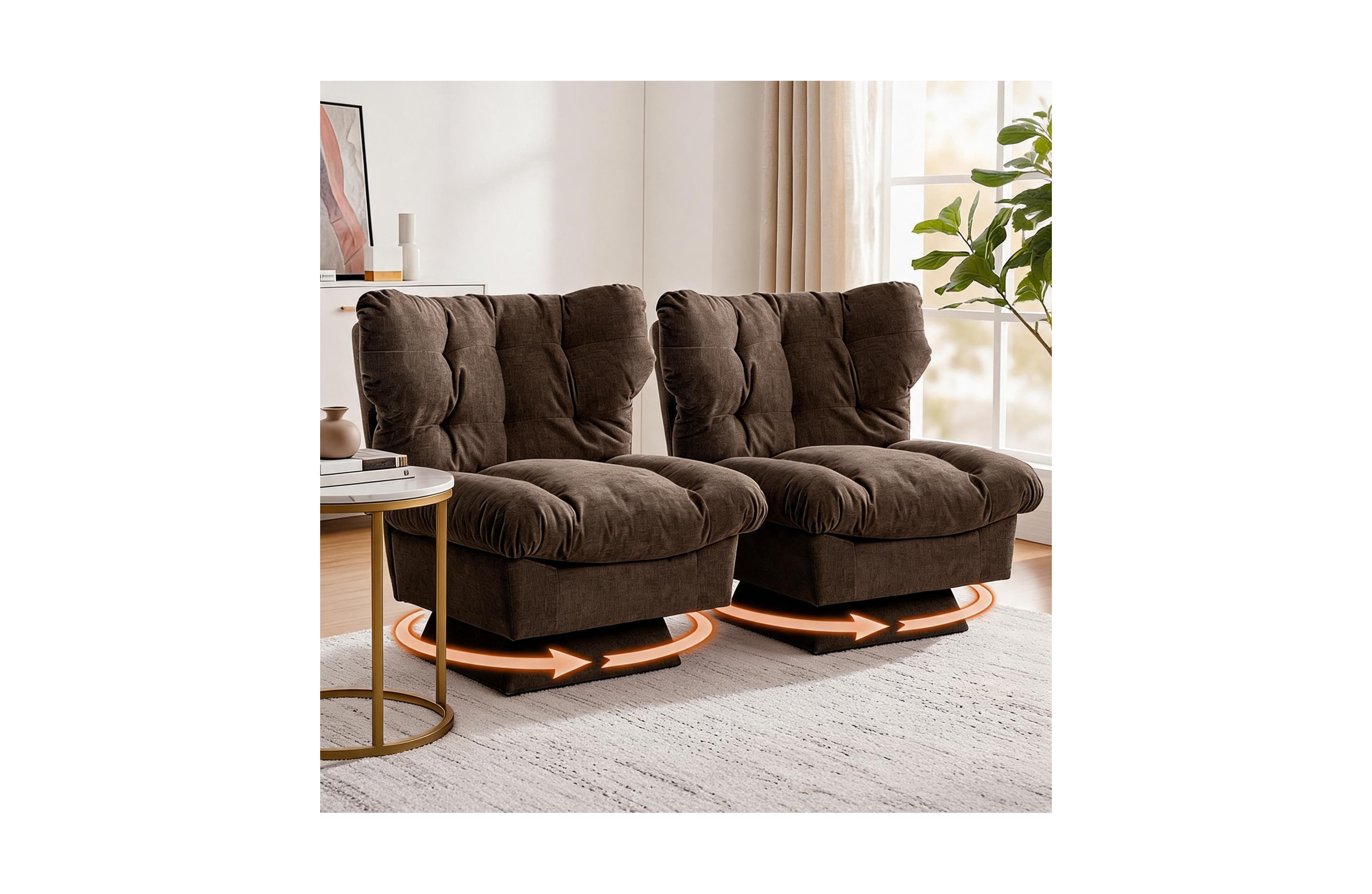 homfan 2 Set of Swivel Accent Chair,300 Lbs Capacity for Living Room Bedroom Office, Oversized stable base, 20.8" Cotton Seat