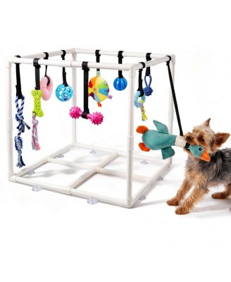 Adjustable Puppy Play Gym With Hanging Straps And Chew Toys For Energetic Small Dogs
