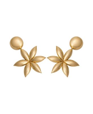 Gold-Tone Starburst Flower Drop Earrings