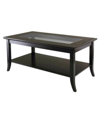 Rectangular Coffee Table, Glass Top Shelf, Solid Wood