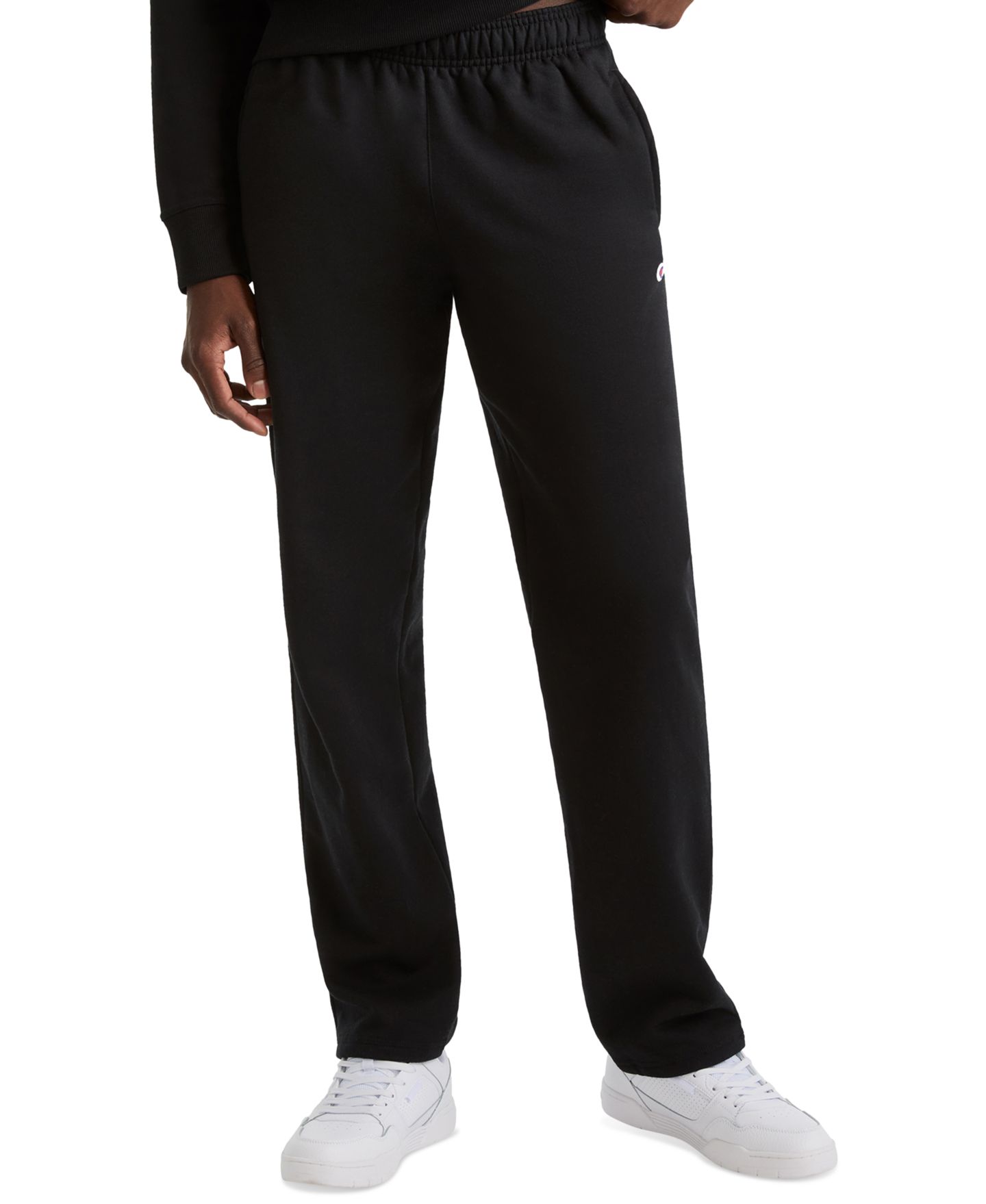 Мужские брюки Champion Powerblend Open-Bottom Fleece Sweatpants, цвет: Чёрный — фото 1