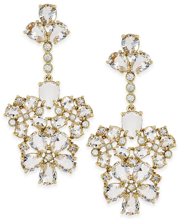 kate spade new york Gold-Tone White Crystal Chandelier Earrings - Macy's