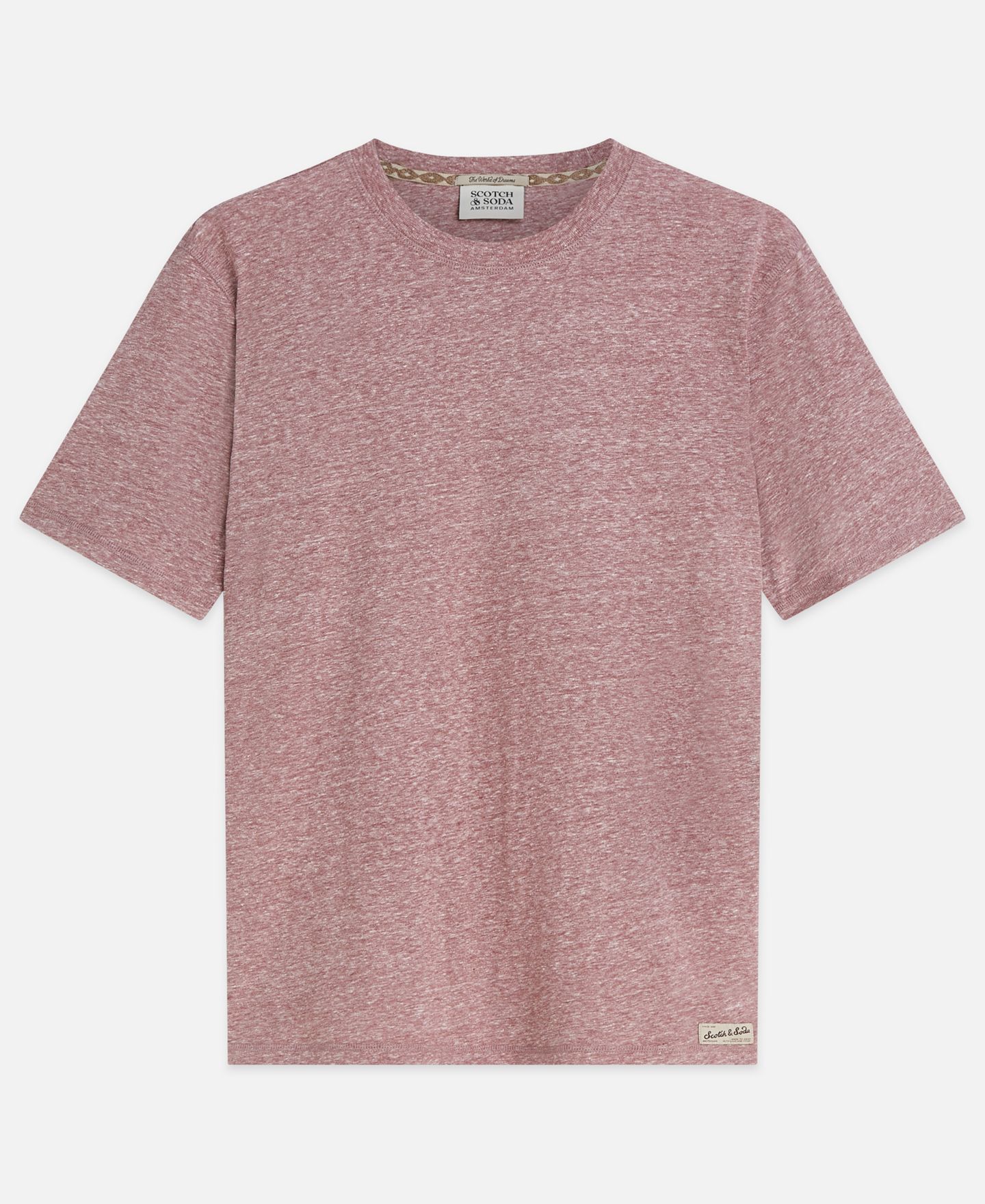 Мужская футболка SCOTCH & SODA Melange Regular-Fit Crewneck, цвет: Тёмно-бордовый меланжевый — фото 4
