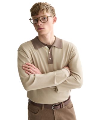 Men's Long-Sleeve Knit Sweater Polo Shirt