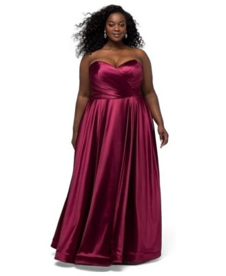 Women's Satin A-Line Curvy Formal plus-size Dress with Detachable Bow