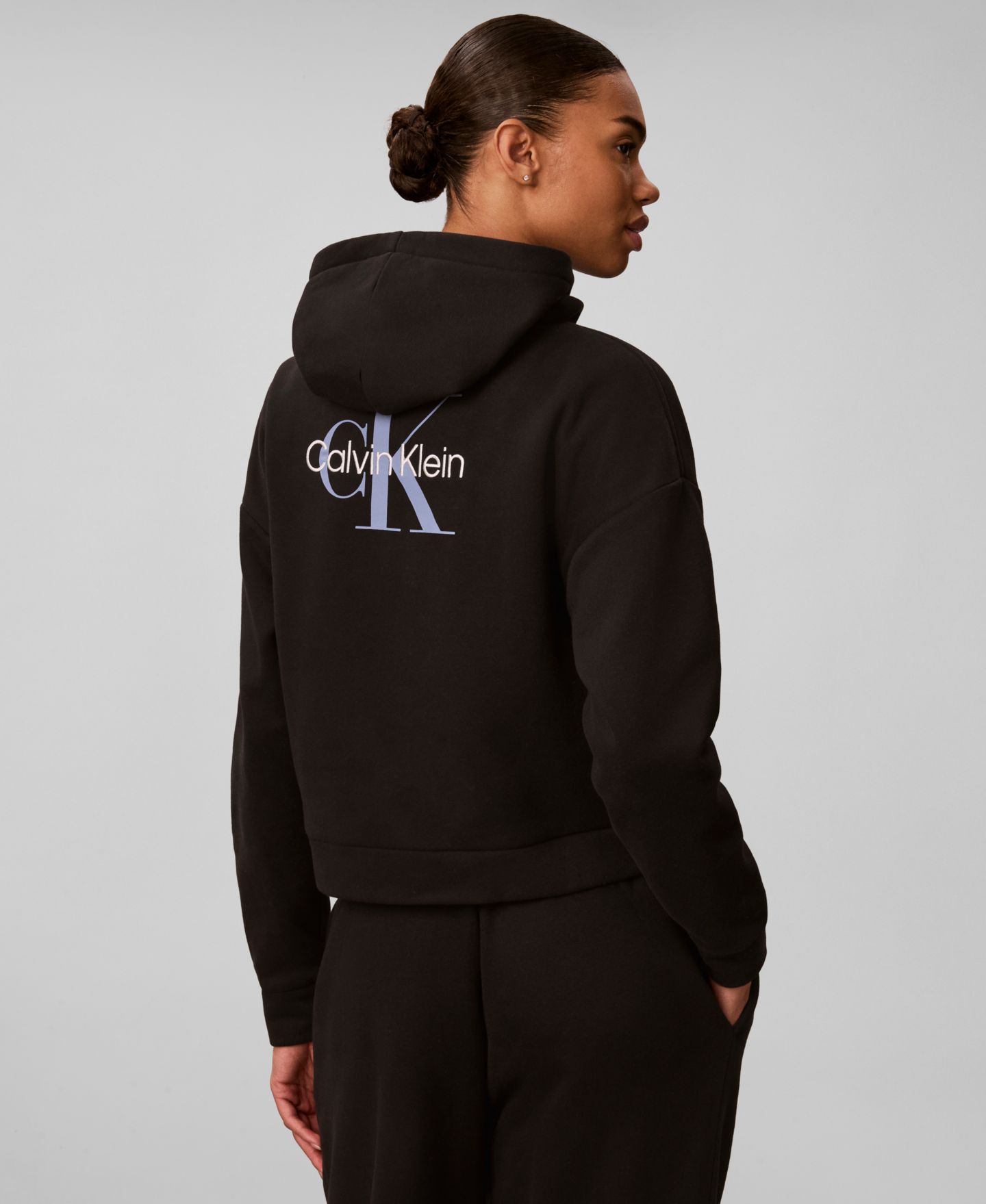 Женское худи Calvin Klein Performance Monogram Brushed French Terry Full-Zip, цвет: Чёрный — фото 5