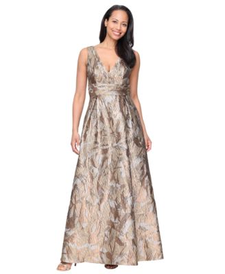 Women's Jacquard Wedding Guest V-Neck Gown