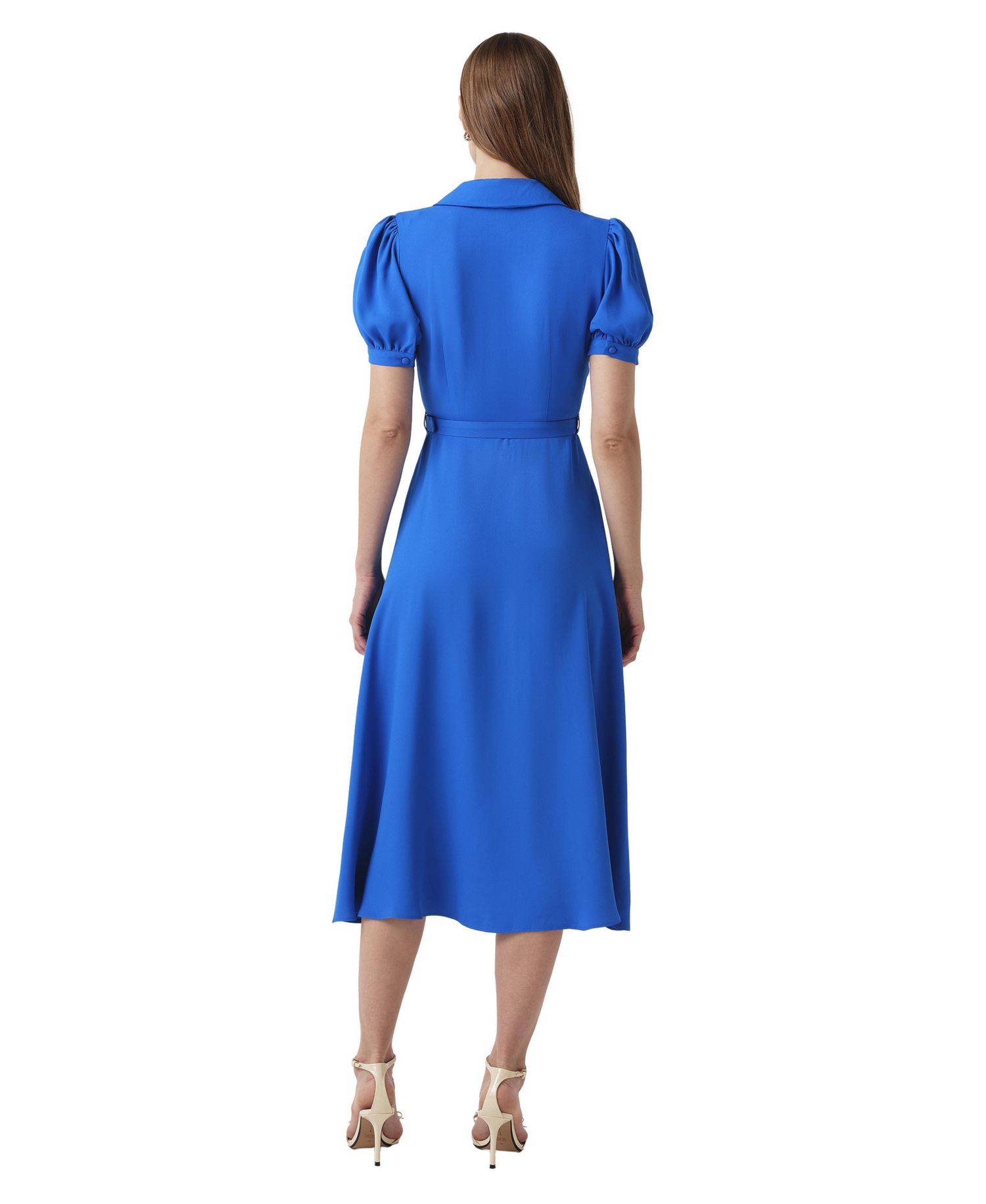 Women's Phoebe Puff-Sleeve Belted Midi Shirt Dress
