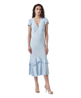 Women's Corinne Empire-Waist V-Neck Ruffled-Hem Midi Dress