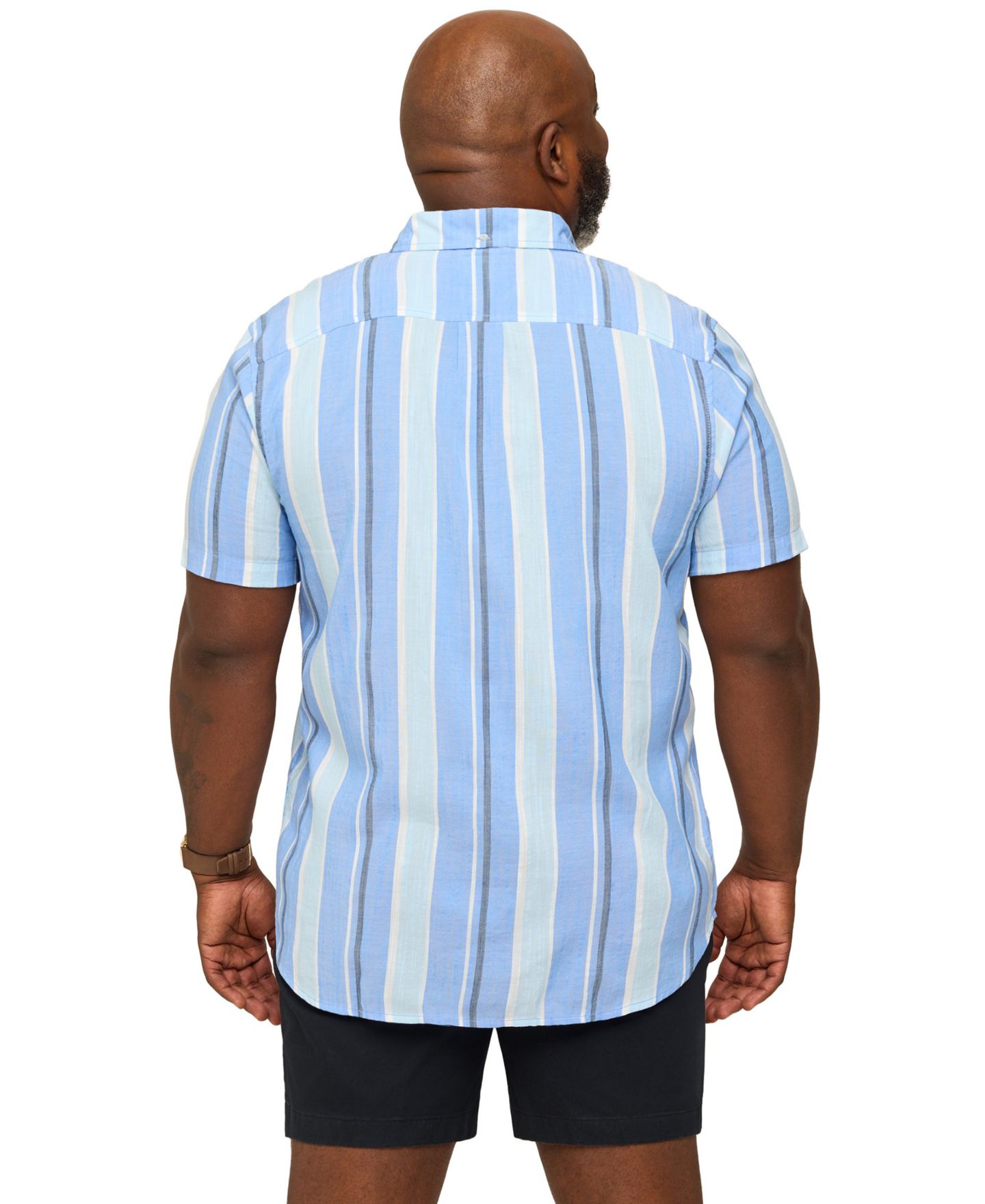 Мужская рубашка Chubbies Big & Tall The Barnwood Short-Sleeve Striped Classic-Fit, цвет: Яркий синий — фото 4