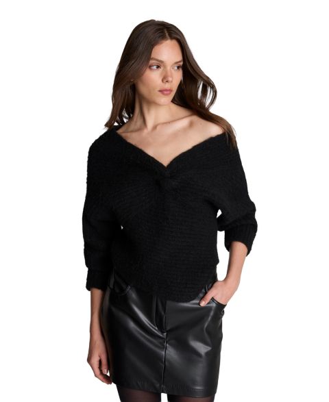 Женский свитер Kenneth Cole Asymmetric Twist Neck, цвет: Чёрный