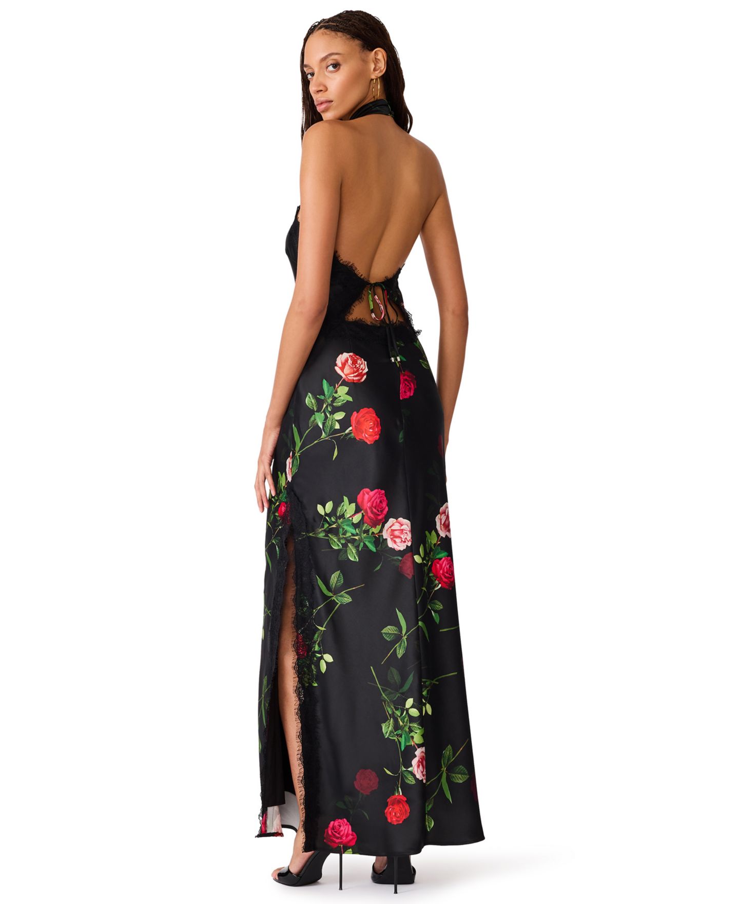 Женское платье Steve Madden Lillienne Halter Floral Maxi, цвет: Чёрный разноцветный — фото 5