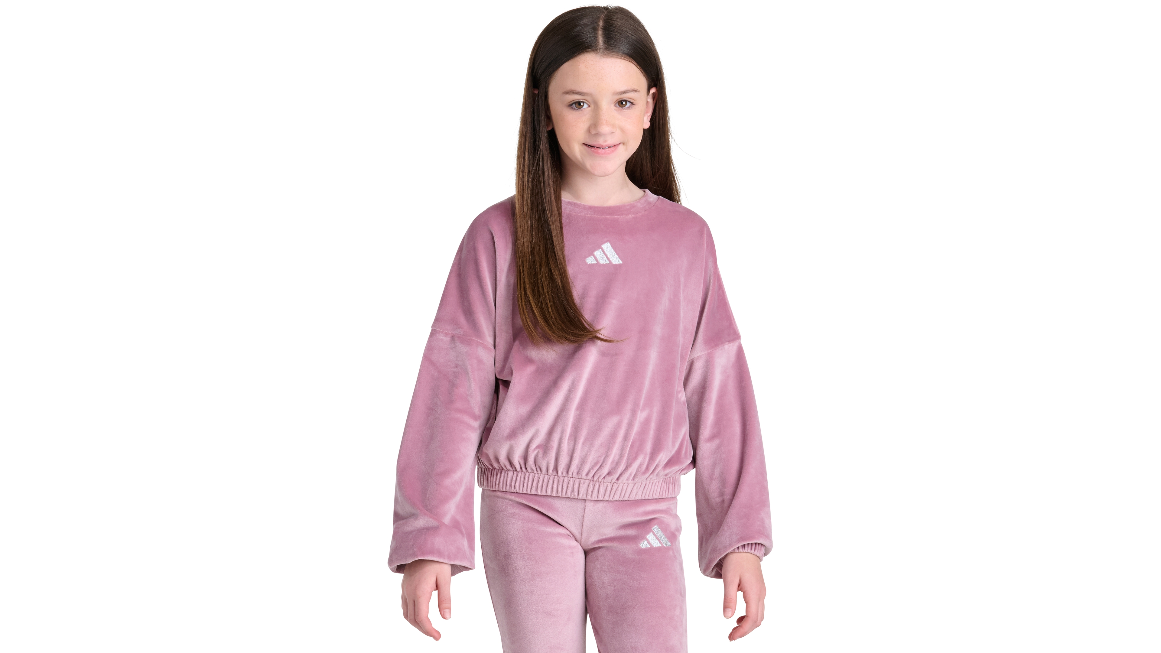 adidas Girls' 4-16 Velour Balloon-Sleeve Pullover