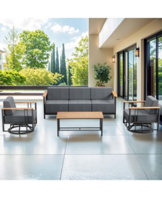 4-Piece Outdoor Patio Conversation Set, 5-Person Patio Furniture Set with Coffee Table for Backyard