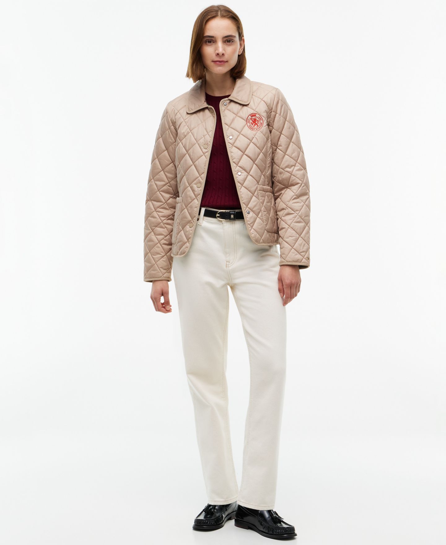 Женская куртка Tommy Hilfiger Crest Quilted Barn, цвет: Бежевый — фото 2