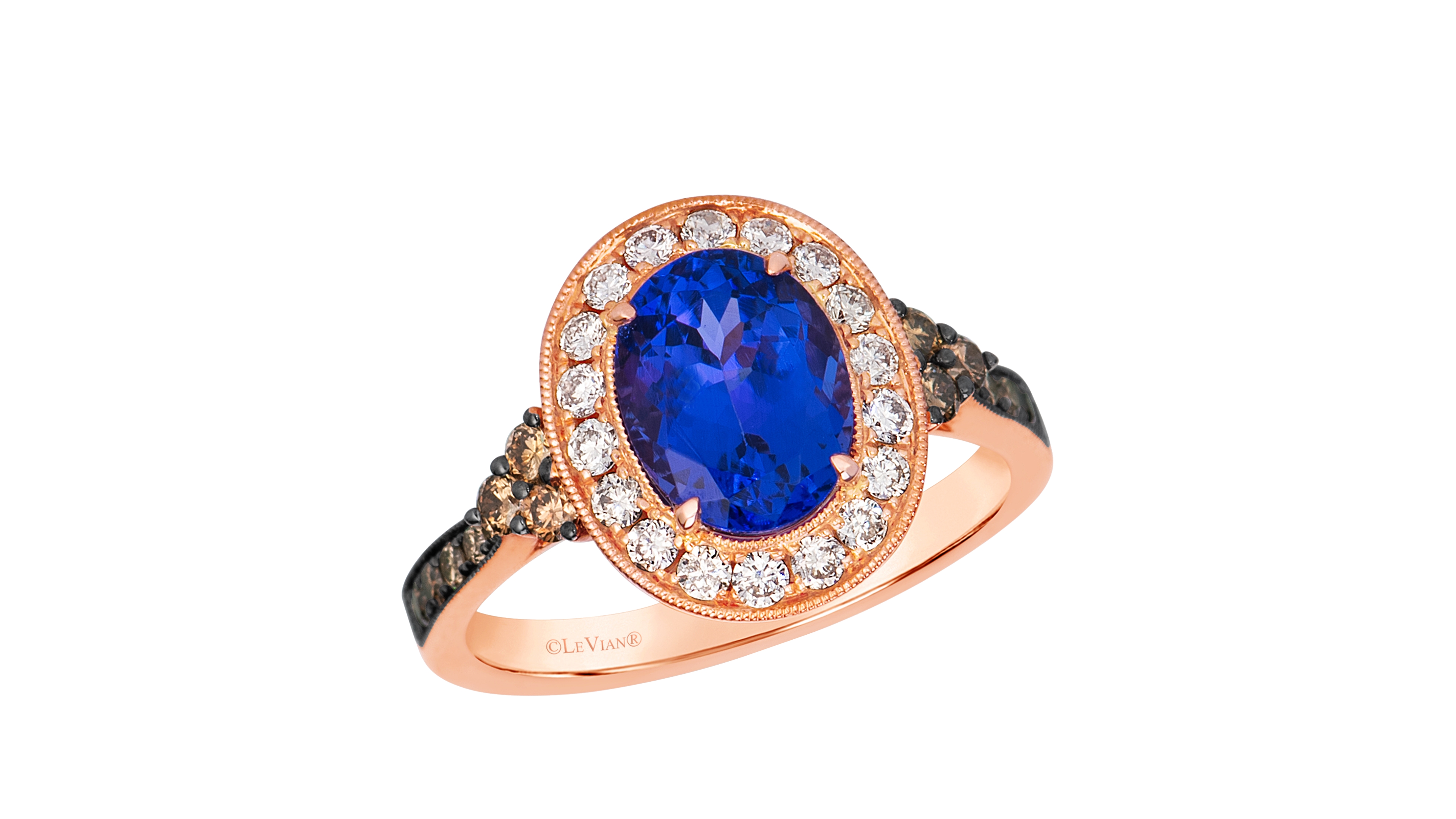 Le Vian Chocolate Diamond Halo Oval Ring (5/8 ct. t.w.) in 14k Rose Gold