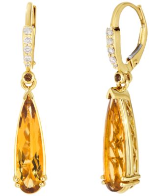 Citrine and Diamond Pear Drop Earrings (3 1/2 ct. t.w.) in 14k Yellow Gold
