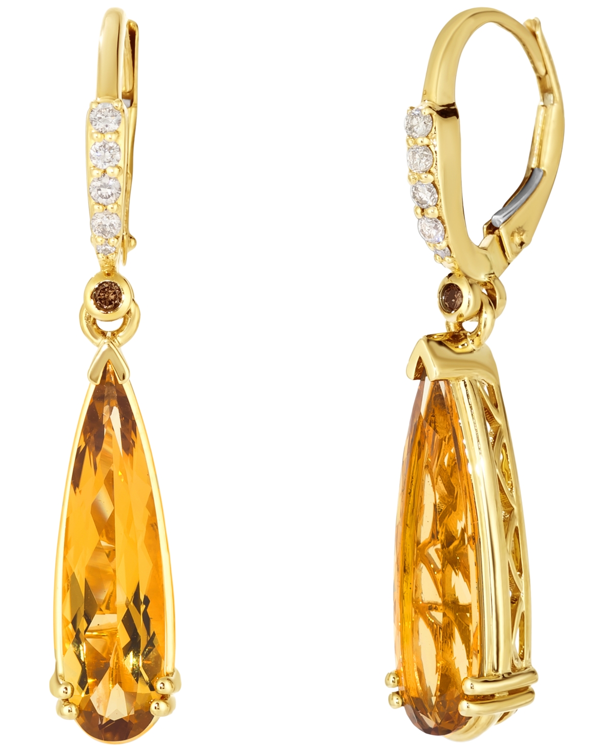 Le Vian Citrine and Diamond Pear Drop Earrings (3 1/2 ct. t.w.) in 14K Yellow Gold
