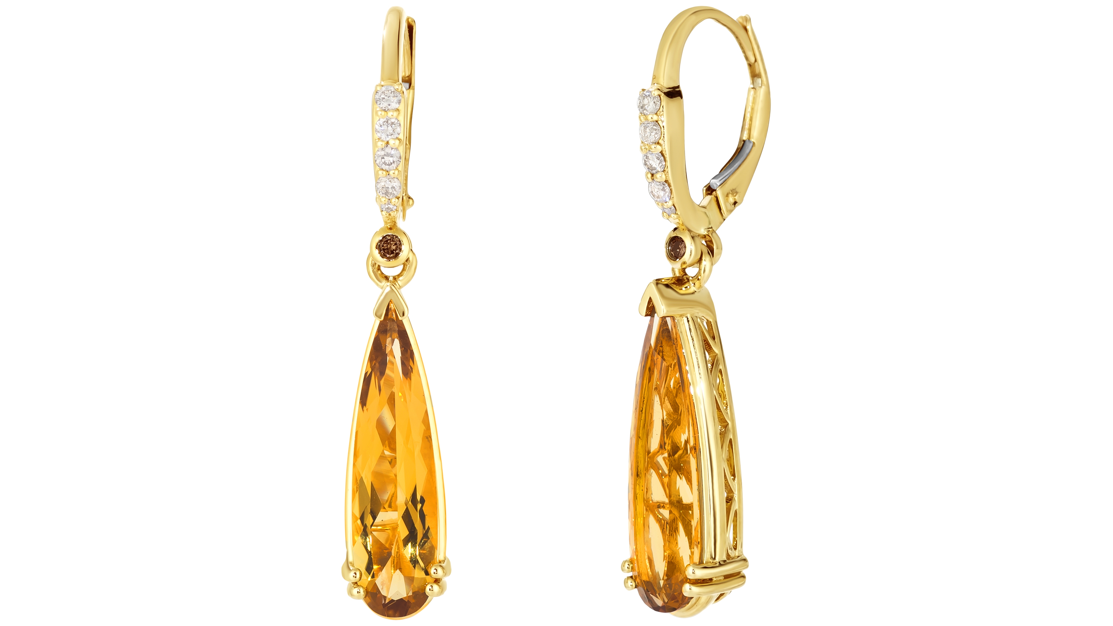 Le Vian Citrine and Diamond Pear Drop Earrings (3 1/2 ct. t.w.) in 14K Yellow Gold