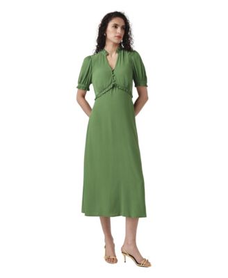 Women's Jolene Wedding Guest Puff Sleeve V-Neck Midi Dress