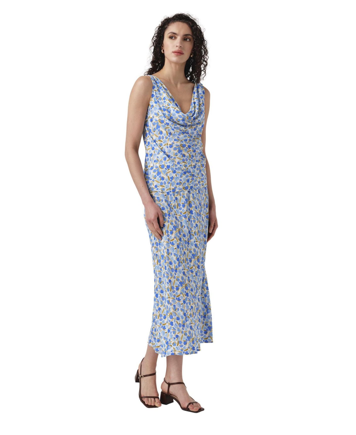 Женский топ Ghost London Nyla Cowl Neck Sleeveless Satin, цвет: Синий — фото 3