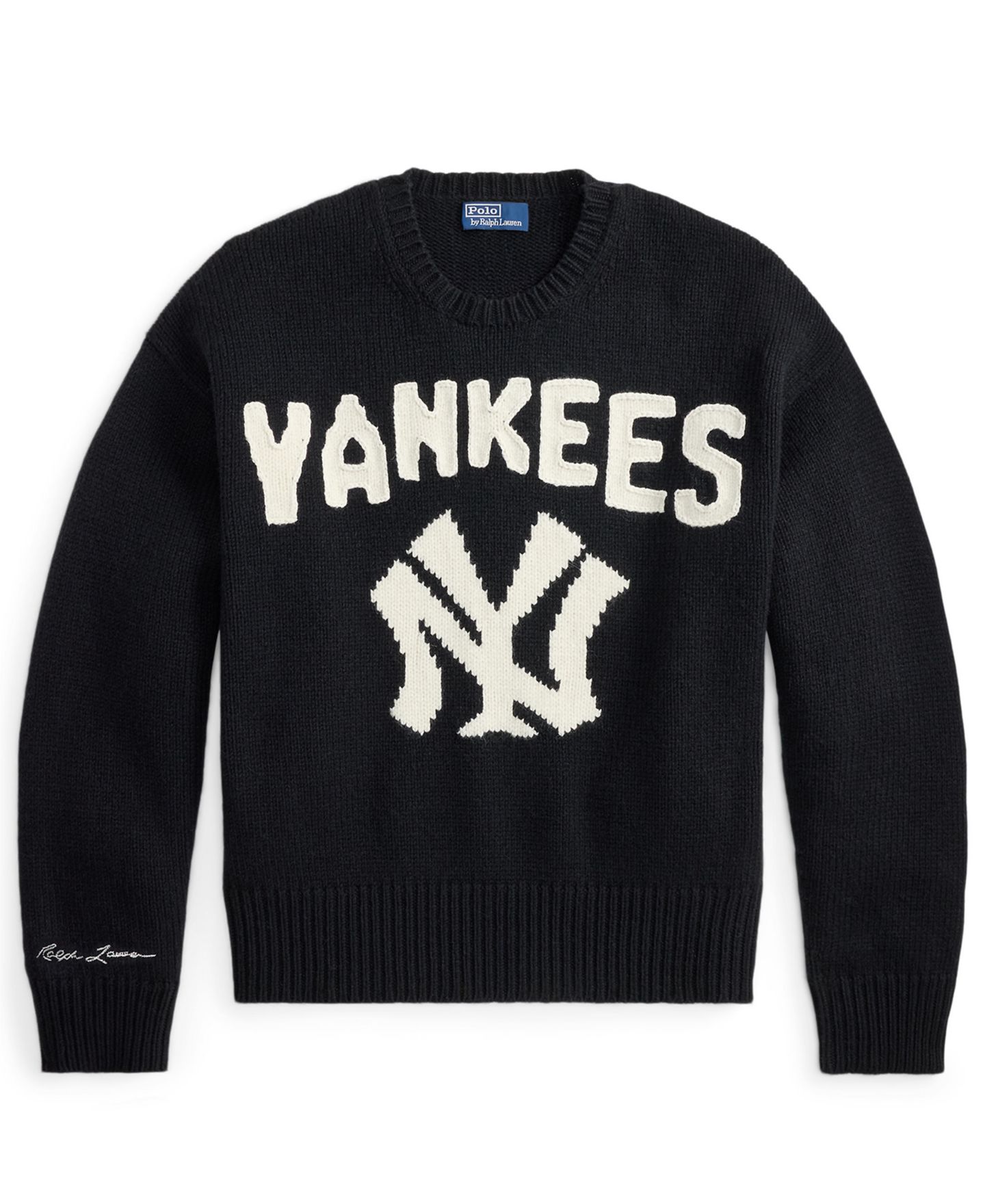 Мужской свитер Polo Ralph Lauren Yankees Wool-Alpaca Relaxed-Fit Crewneck, цвет: Чёрный разноцветный — фото 5