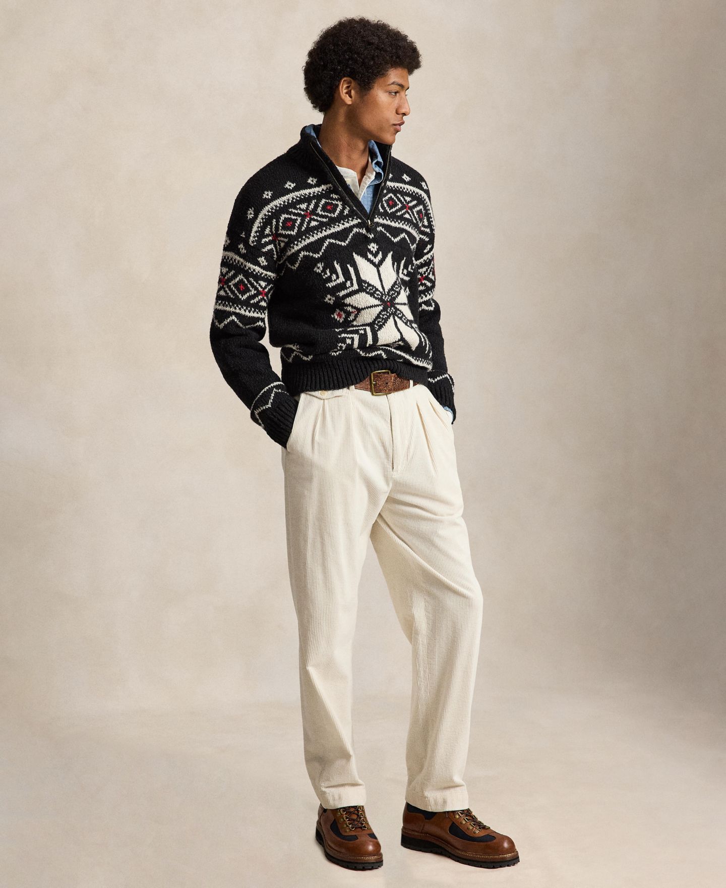 Мужской свитер Polo Ralph Lauren Fair Isle Quarter-Zip, цвет: Чёрный комбинированный — фото 2