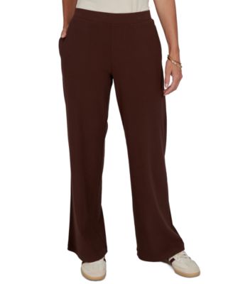 Petite Wide-Leg Pull-On Ribbed Pants