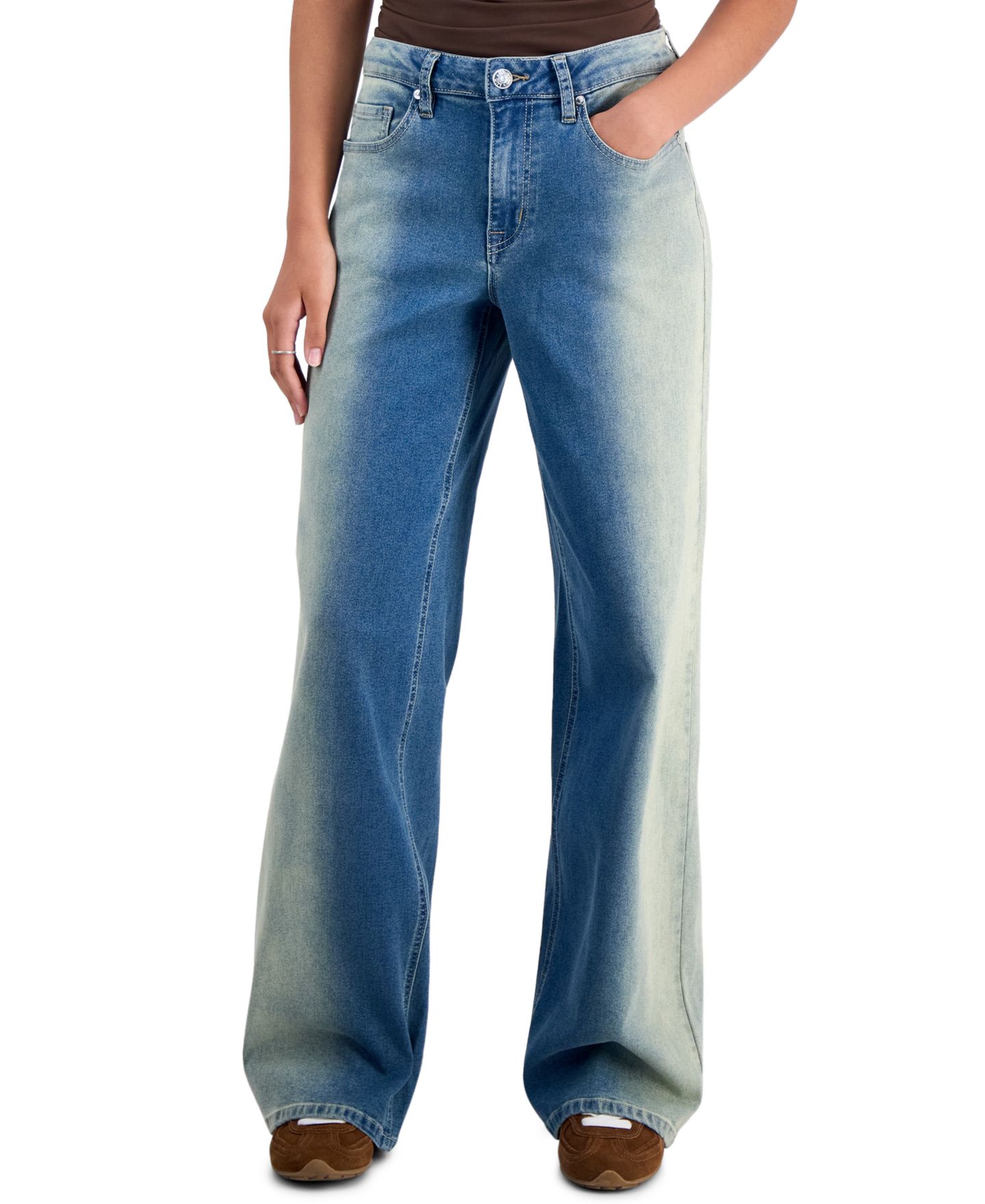 Женские джинсы Madden Girl Juniors' Ultra 90s Wide-Leg Ombré Jeans, цвет: Варёный — фото 1