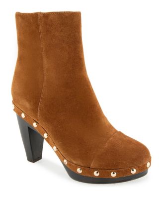 Peyton Suede Cap Toe Studded Clog Booties