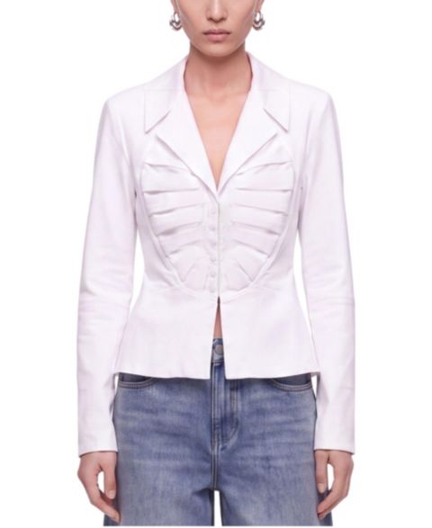 Женская рубашка NOCTURNE Long-Sleeve Slim-Fit Pleat-Detail, цвет: Белый