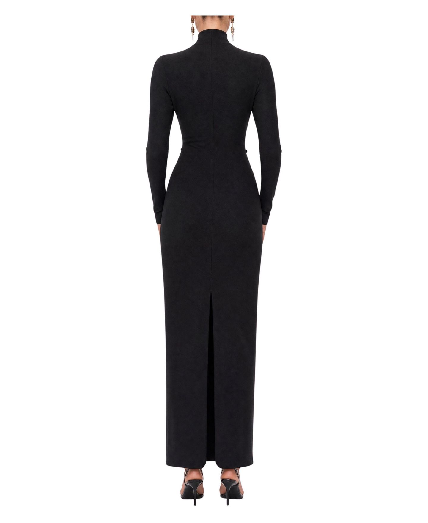 Женское платье NOCTURNE Stand Collar Long-Sleeve Button Detail Maxi, цвет: Чёрный — фото 2