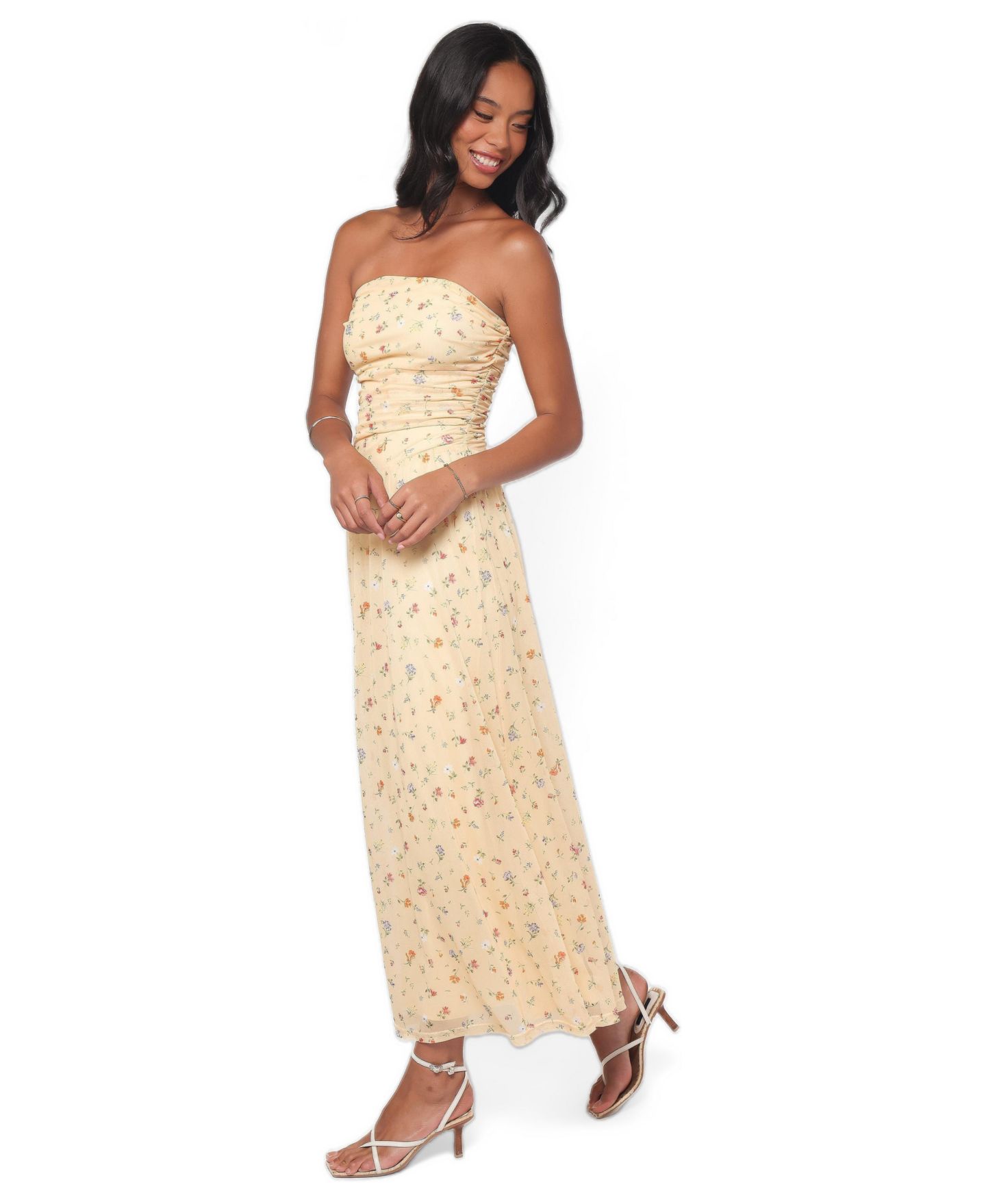 Женское платье Petal and Pup Calypso Strapless Floral-Print Maxi, цвет: Жёлтый — фото 2