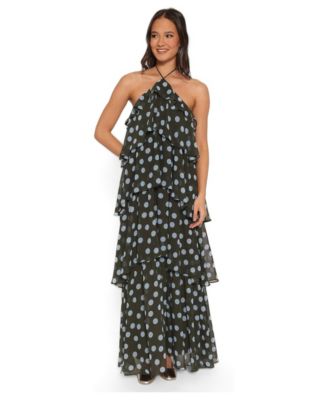 Women's Chasity Halter Tiered-Ruffle Maxi Dress