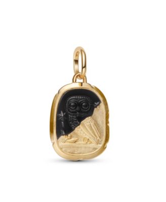 Gold-Plated Black Man-Made Crystal Owl Charm