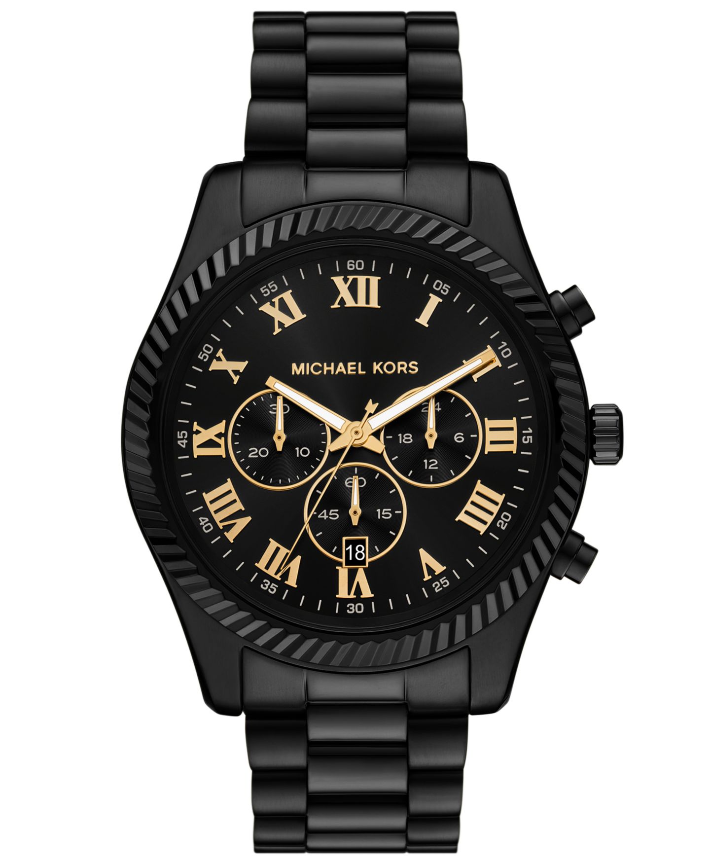 Мужские часы Michael Kors Quartz Chronograph Date Black Stainless Steel 45mm — фото 1