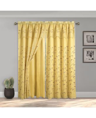 Set of 2 Lucia Curtain Panels Attached Valance