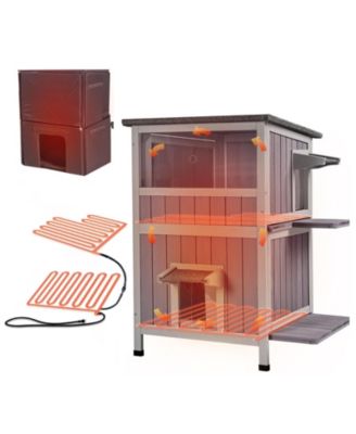 Heated Wooden Cat House Removable Insulated Liner Included