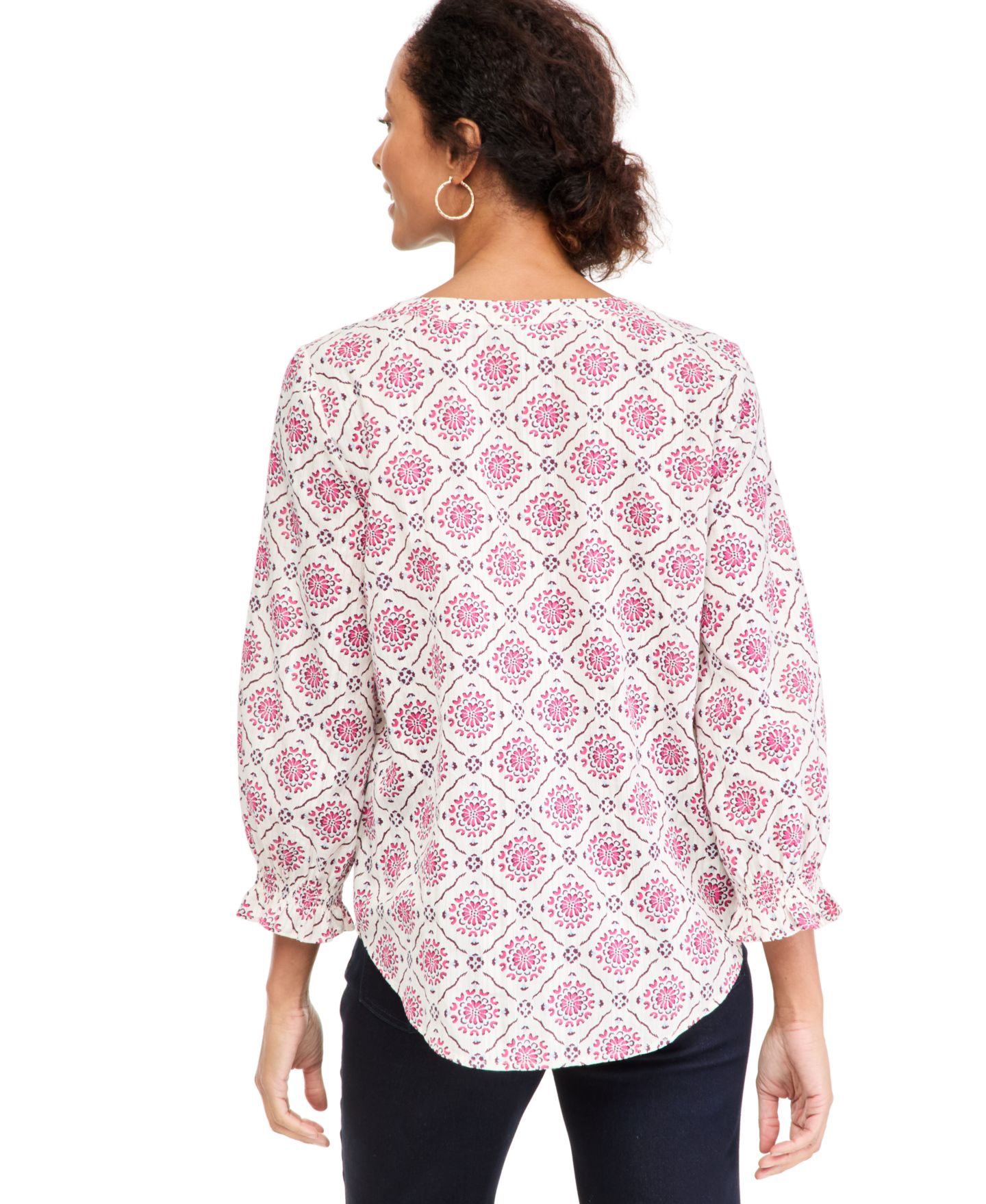 Женская блузка Style & Co Printed V-Neck, цвет: Soft Tile — фото 4