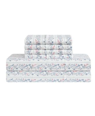 Printed Microfiber 6-Piece Sheet Set, Queen