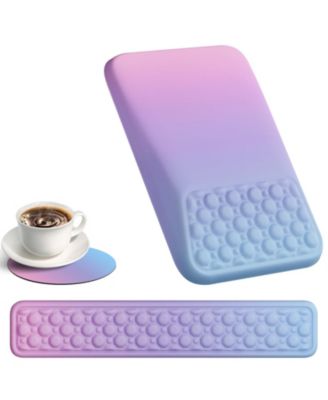 Pink Ergonomic Memory Foam Mouse Pad Wrist Rest Set With Massage Design Anti Slip Base
