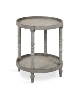 Bellport Round Wood Side Table with Shelf