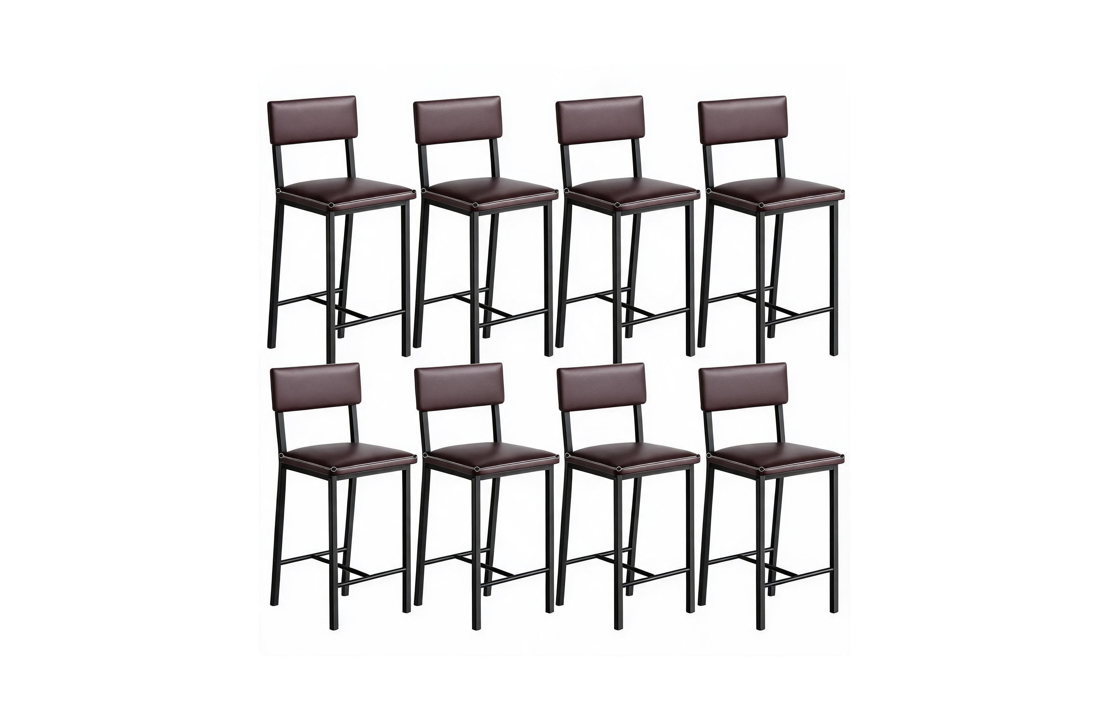 gaomon 2 Sets of 4 Bar Stools Sponge Leather Soft Cushion Barstools with Backrest and Footrest, Counter Height for Kitchen and Dining
