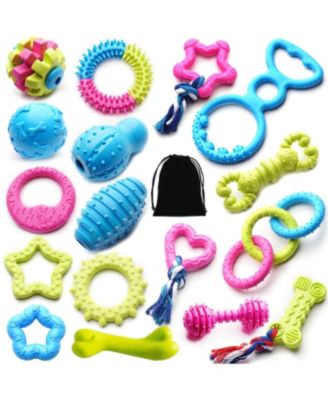 17 Pack Small Dog Chew Toys Variety Shapes Multi Colors Puppy Teething Supplies